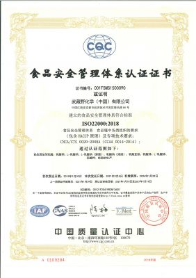 食物宁静办理系统认证证书（中文）